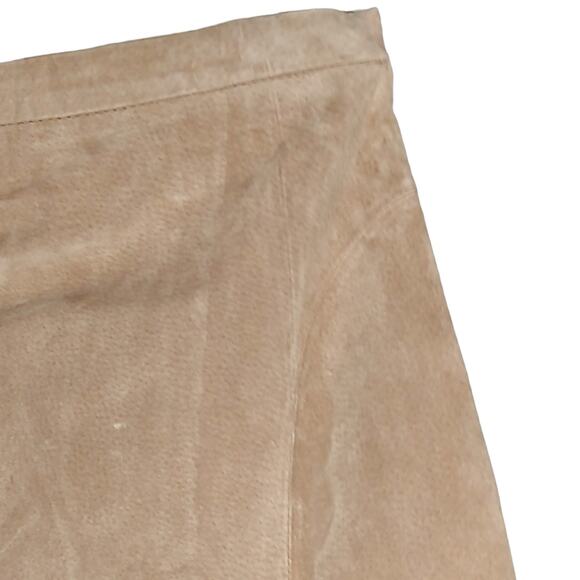 90's Vintage Tan Suede Skirt size 8 High Waisted A-line with Scalloped Hem - Picture 3 of 5